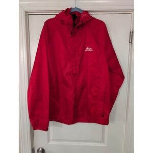 Grundens Men's Weather Watch Red Hooded Rain Jacket Lightweight Waterproof Large